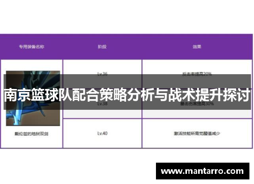南京篮球队配合策略分析与战术提升探讨